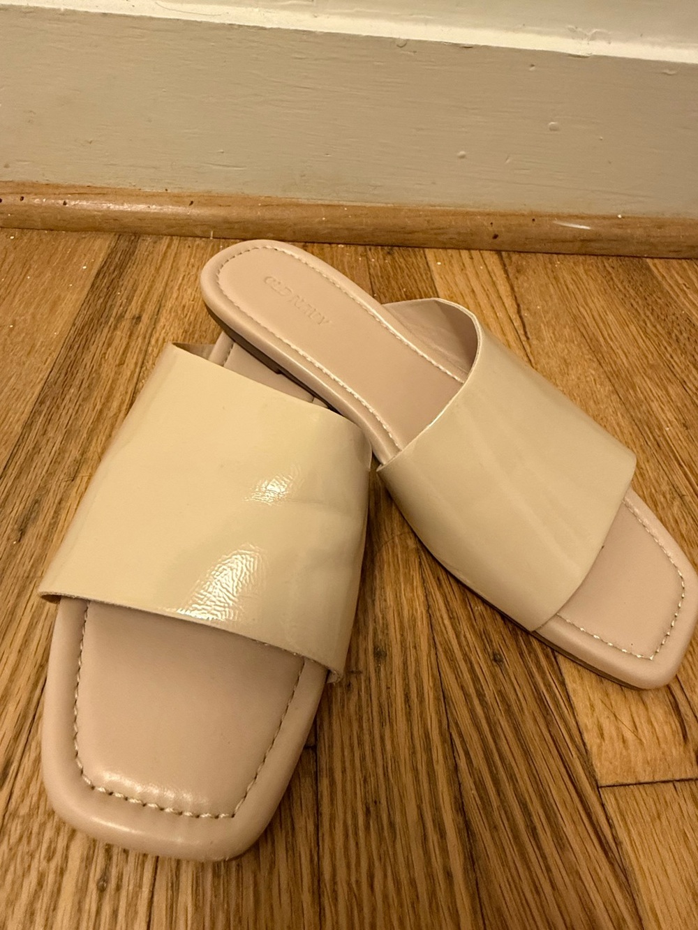 Old Navy Neutral Beige Square-Toe Slide Mules